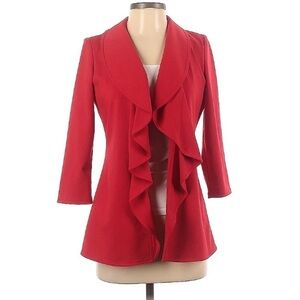 Calvin Klein Ruffle lapel open front blazer jacket red women’s 4 small